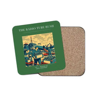 Thumbnail for The Radio Tube Rush - Designed Coasters design on green 1-piece