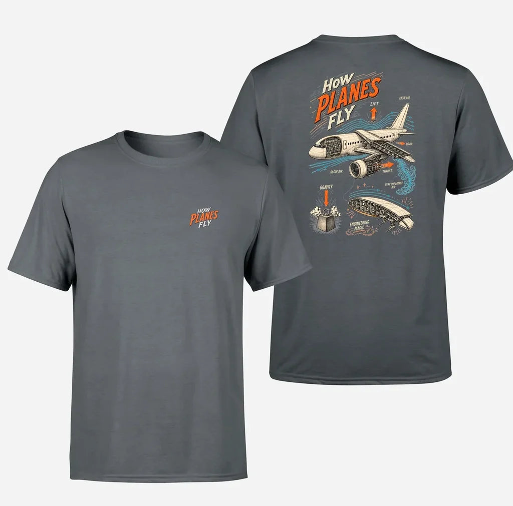 SIGNAL 616 - How Planes Fly V2 - Double-Side T-Shirt design on gray double side t shirt