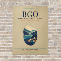 Thumbnail for Bergen Airport Flesland BGO vertical canvas print - no frame - beige background