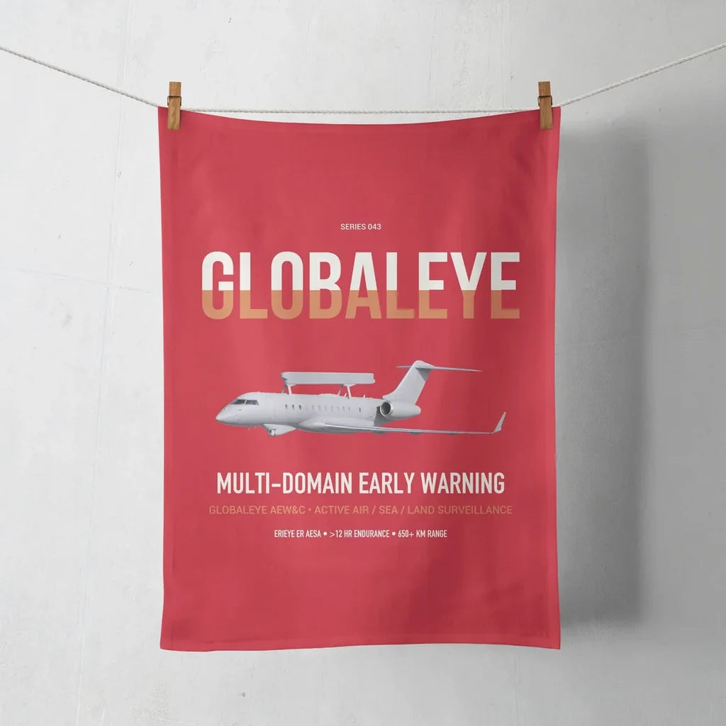Saab GlobalEye design on red towel