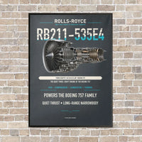 Thumbnail for RB211-535E4 vertical canvas print - framed - gray background