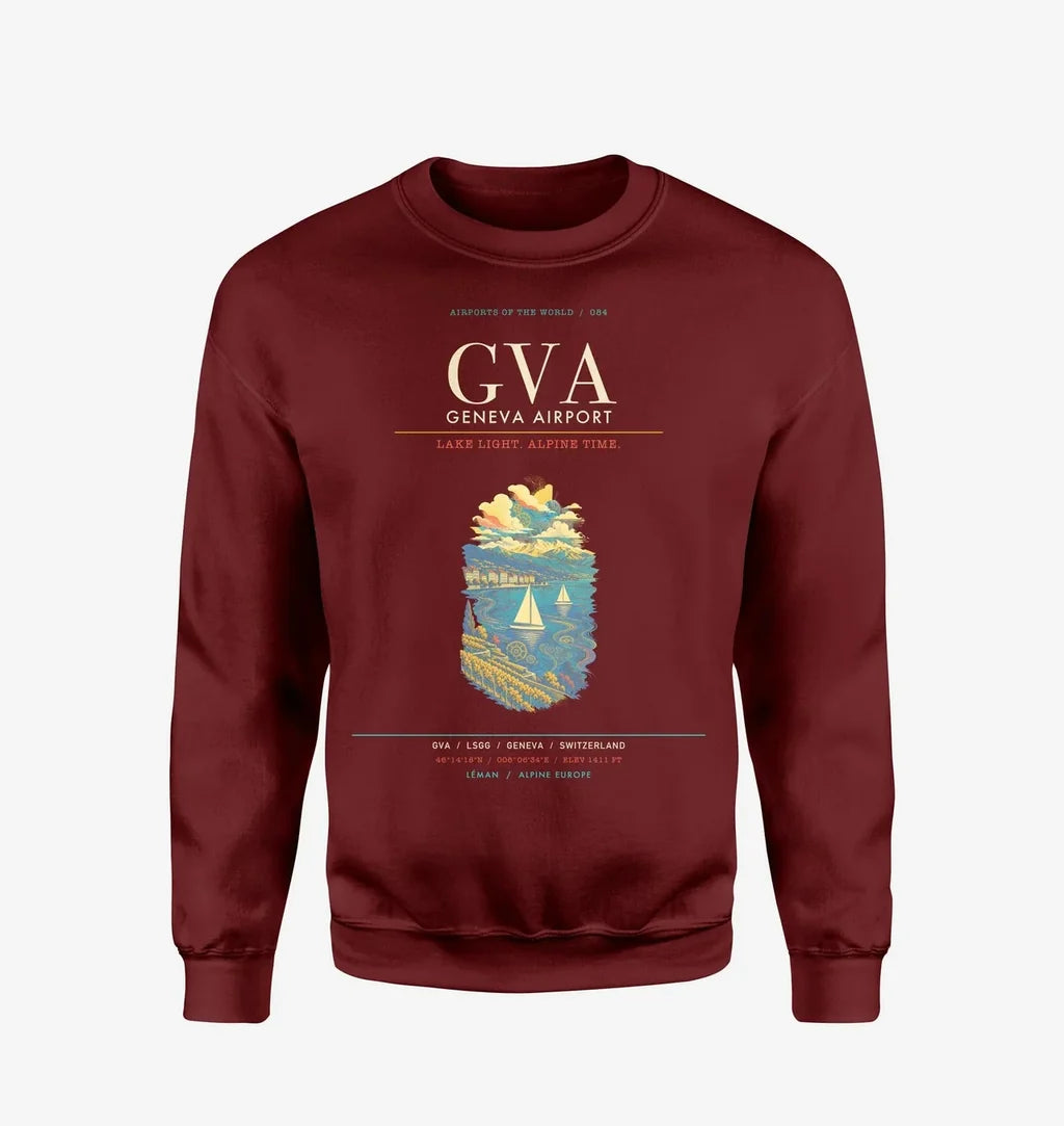 Geneva Airport GVA Sweatshirt - Wine Red