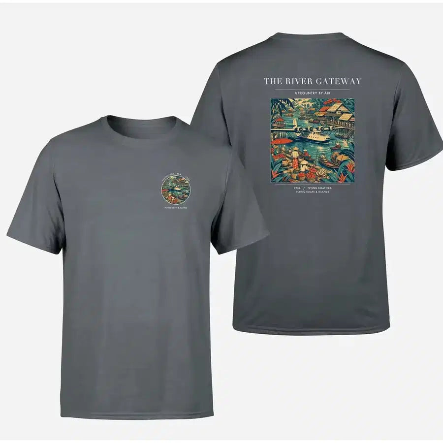 VINTAGE G4066 - The River Gateway - Double-Side T-Shirt design on gray double side t shirt