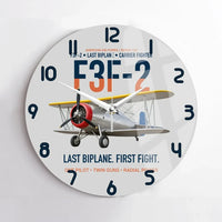 Thumbnail for F3F-2 Last Biplane First Fight design on light gray no frame wall clock