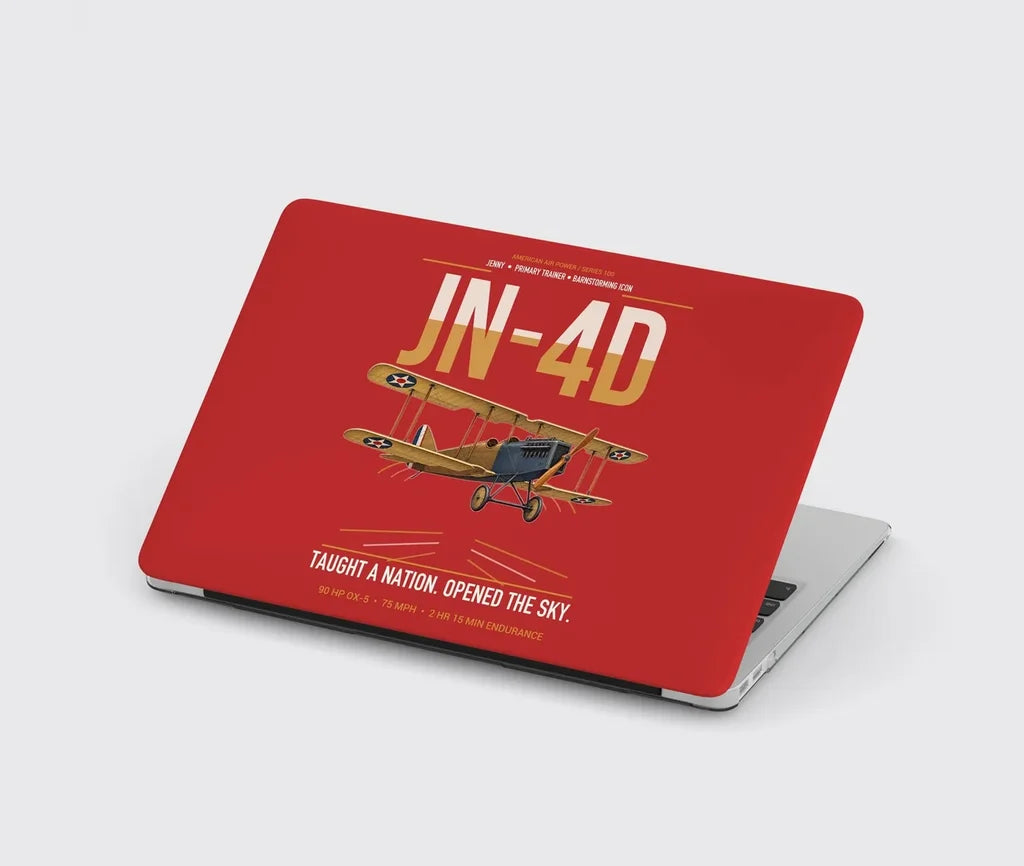Curtiss JN-4D Jenny design on red MacBook case