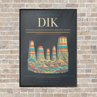 Thumbnail for Dickinson Theodore Roosevelt Regional Airport DIK vertical canvas print - framed - gray background