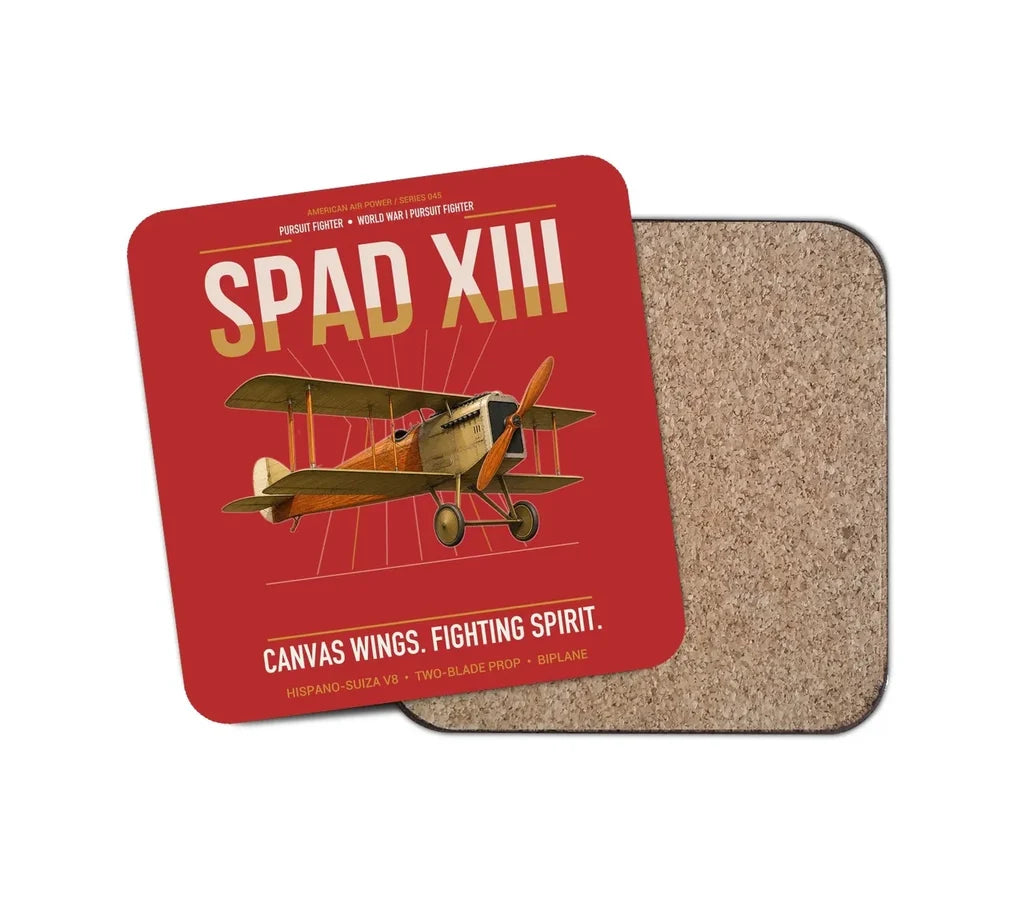SPAD XIII design on red 1 piece coaster