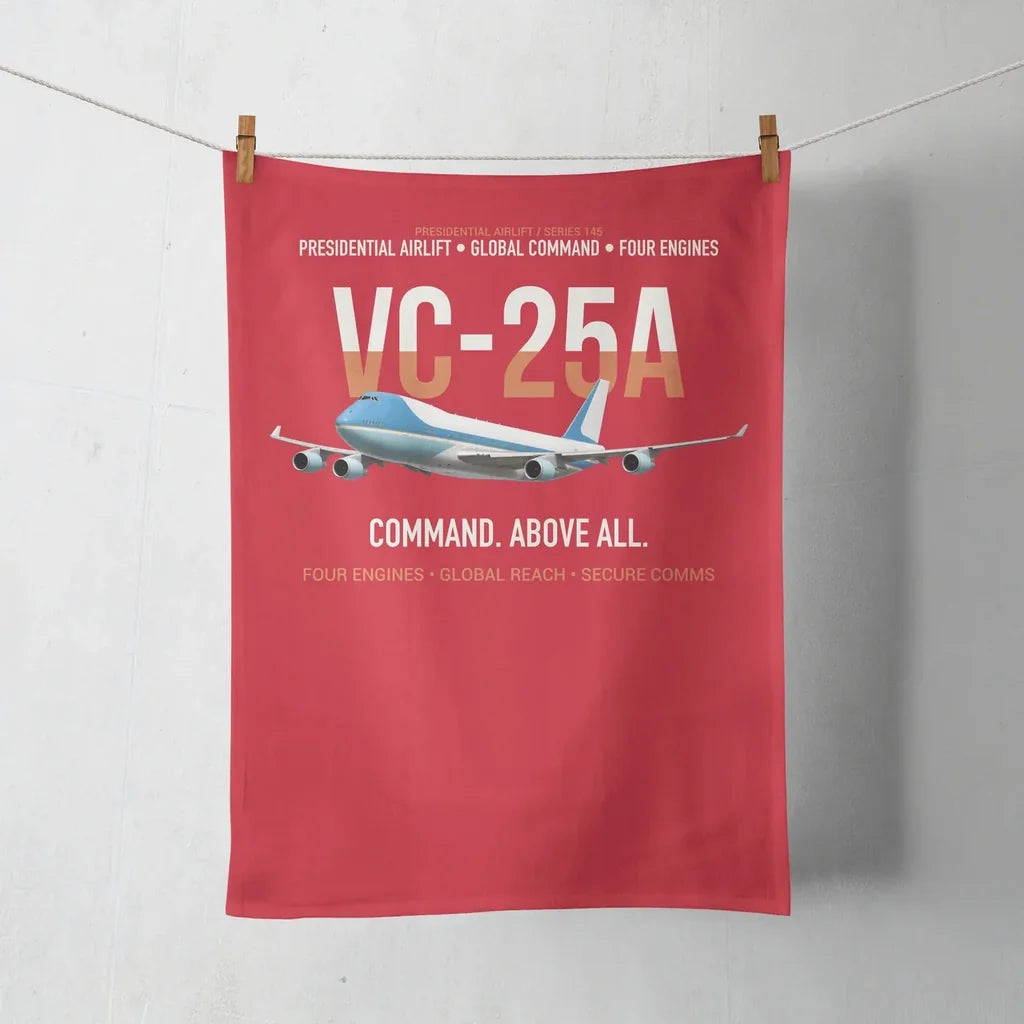VC-25A Air Force One Presidential Airlift design on red towel