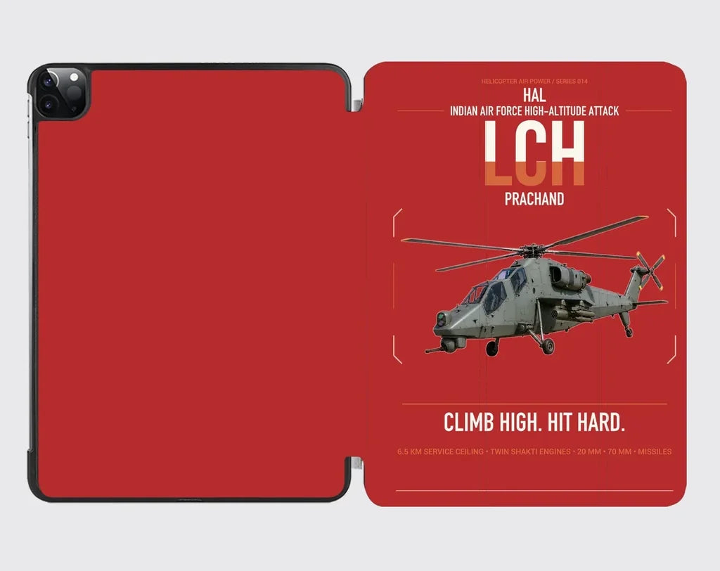HAL LCH Prachand design on red ipad tablet case