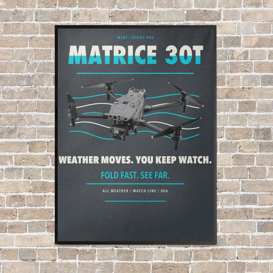 DJI Matrice 30T vertical canvas print - framed - gray background