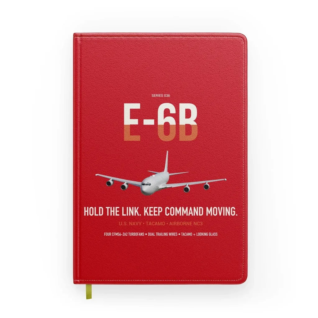 E-6B Mercury design on red notebook