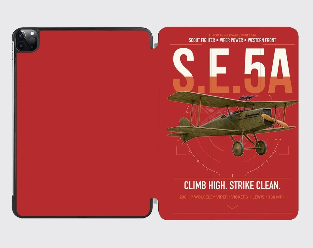 Royal Aircraft Factory S.E.5a design on red ipad tablet case