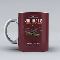 Thumbnail for Denel Rooivalk Mk 1F design on dark red ceramic mug, double-side print