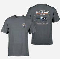 Thumbnail for MD Helicopters MD 530F design on gray t-shirt, double-side print
