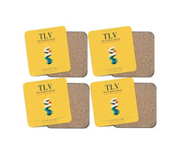 Thumbnail for Tel Aviv Ben Gurion Airport (TLV) design on yellow 4 pieces set coaster