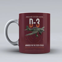 Thumbnail for Junkers Ju 87D-3 design on dark red ceramic mug, double-side print