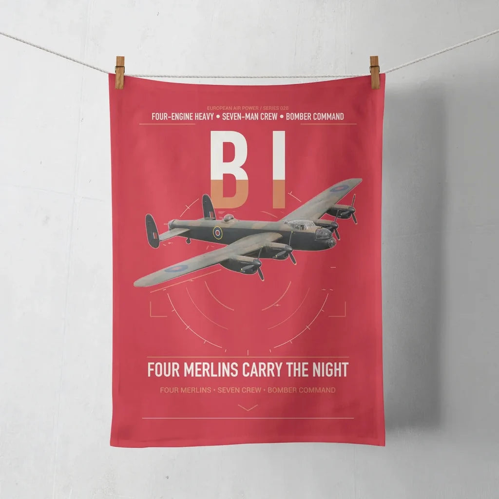Avro Lancaster B I design on red towel
