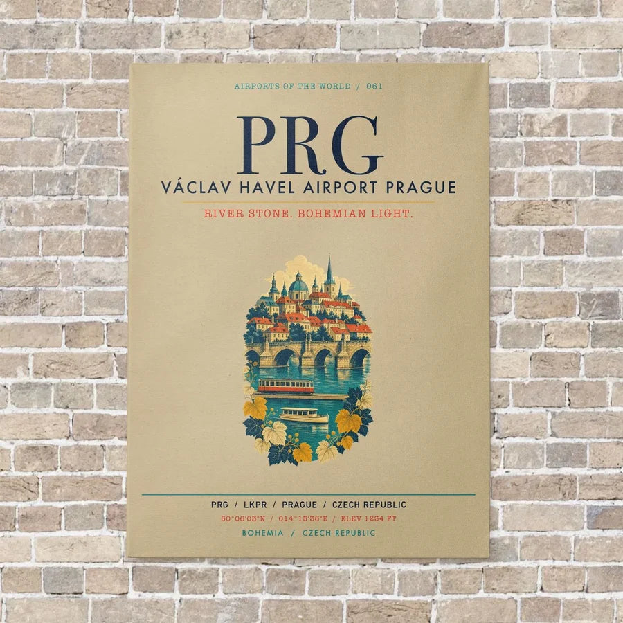 Vaclav Havel Airport Prague PRG vertical canvas print - no frame - beige background