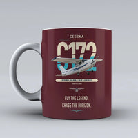 Thumbnail for Cessna 172 Skyhawk design on dark red ceramic mug, double-side print