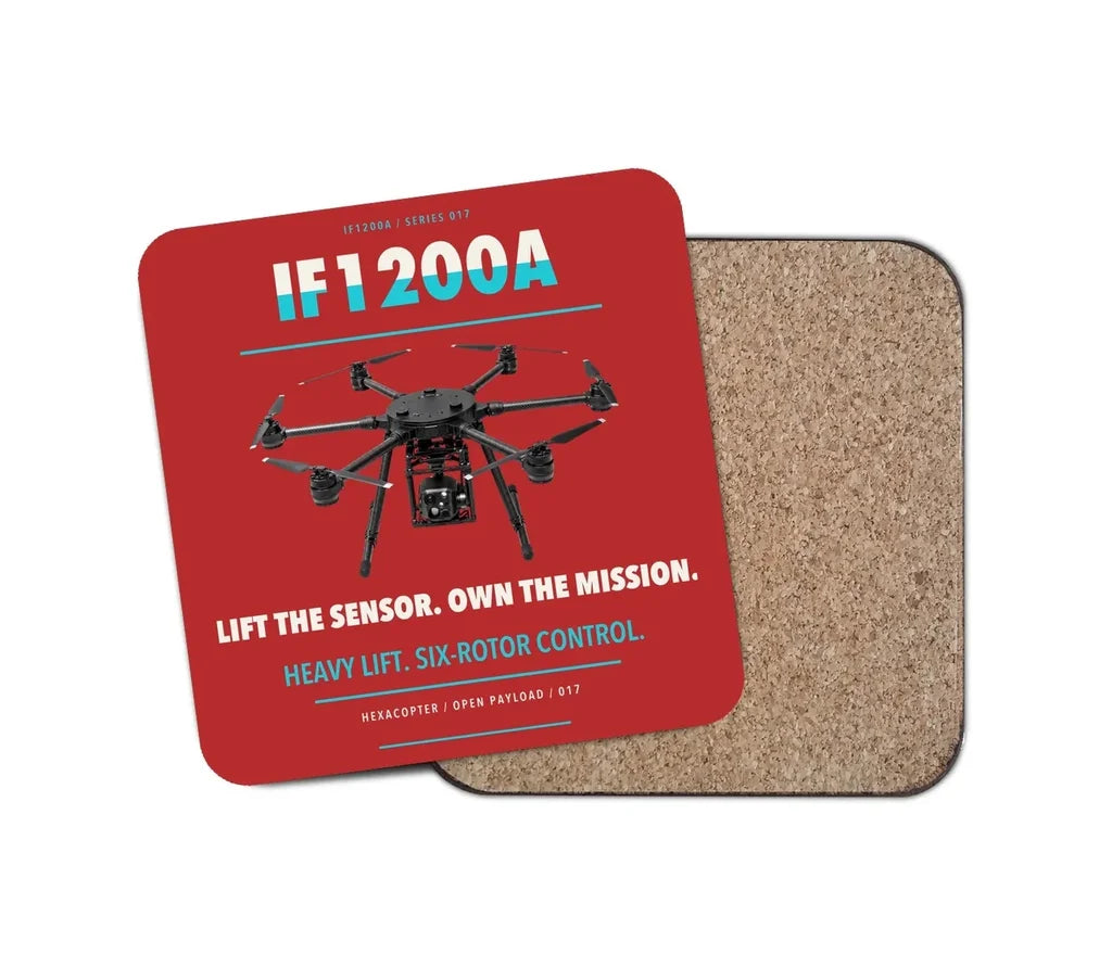 Inspired Flight IF1200A design on red 1 piece coaster