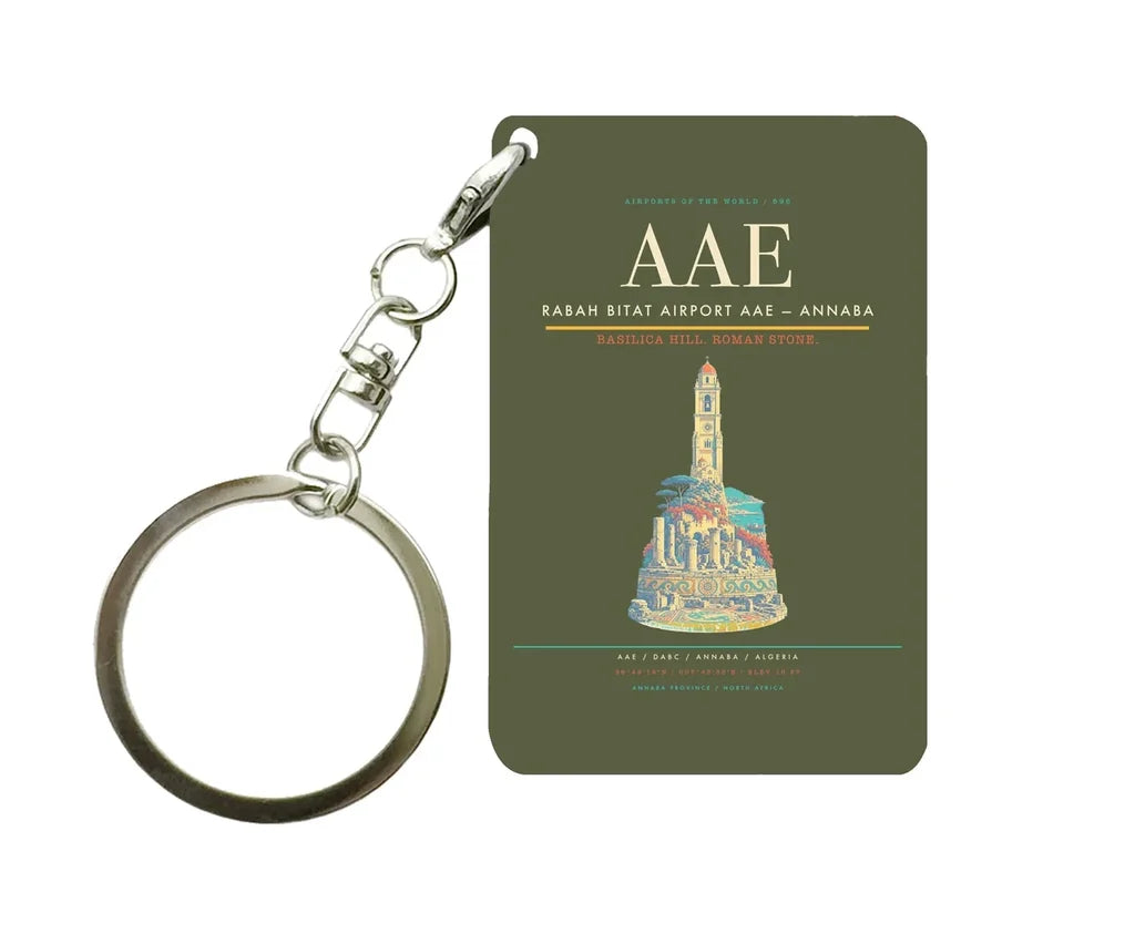 Rabah Bitat Airport AAE — Annaba Key Chain design on green army key chain