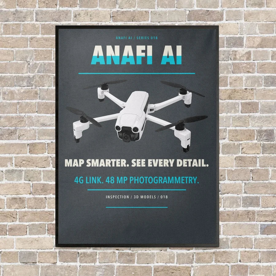 Parrot ANAFI Ai vertical canvas print - framed - gray background