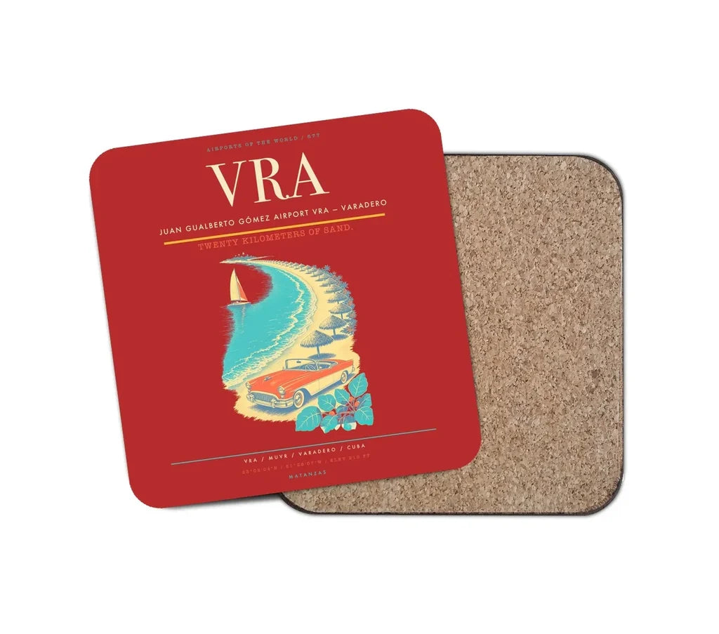 Juan Gualberto Gómez Airport (VRA) design on red 1 piece coaster