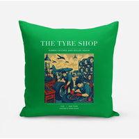 Thumbnail for VINTAGE G4535 - The Tyre Shop - Designed Pillows design on green