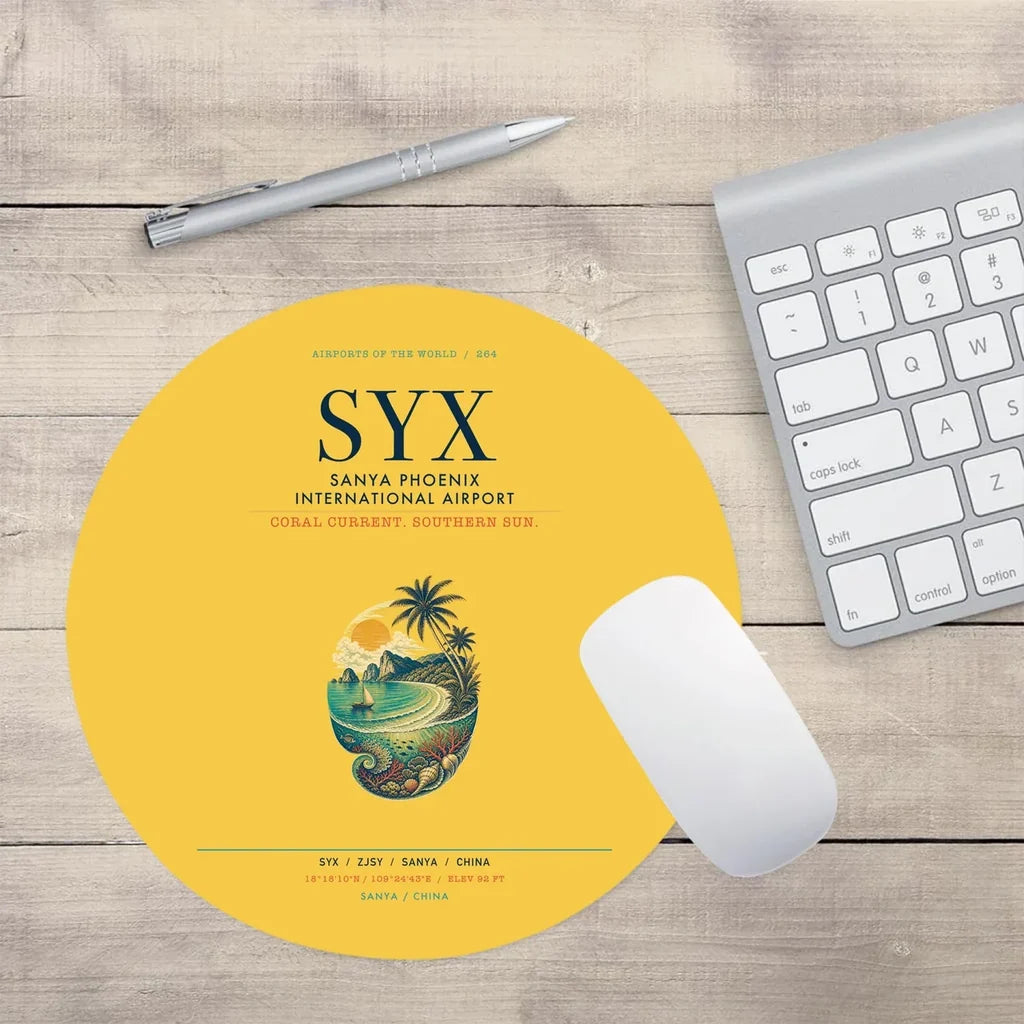 Sanya Phoenix International Airport (SYX) design on yellow round mouse pad