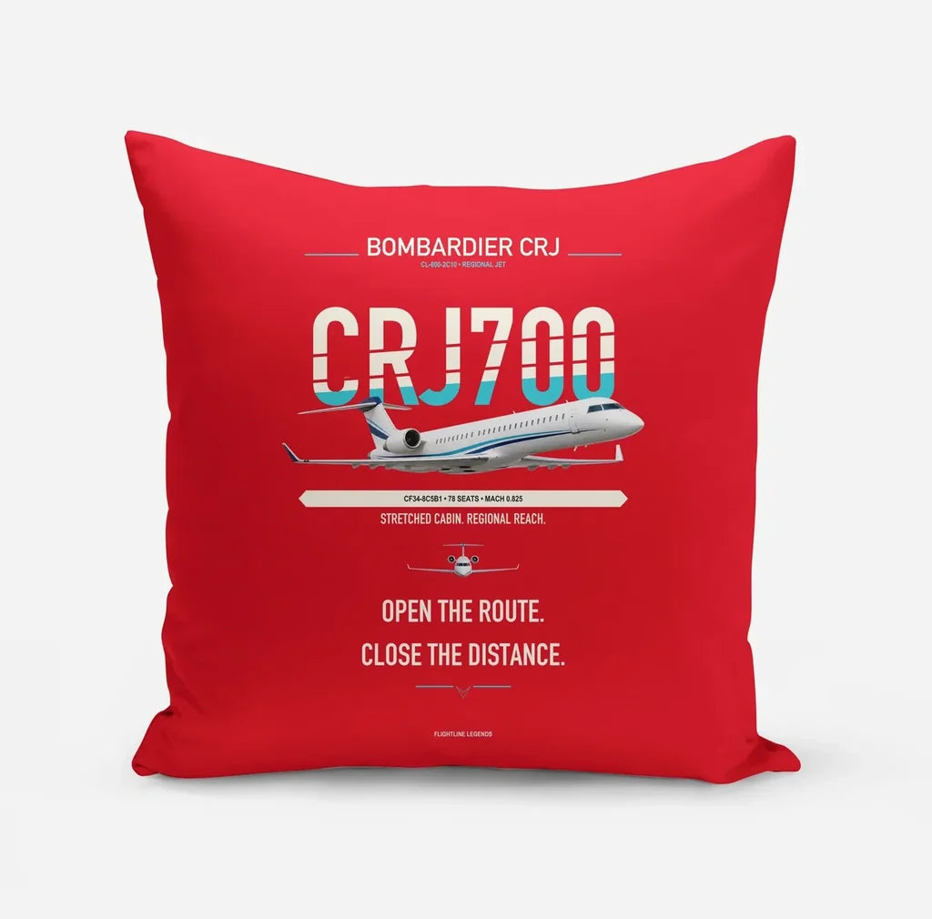 Bombardier CRJ700 design on red pillow