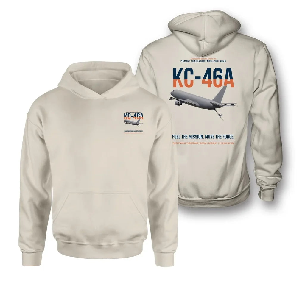 KC-46A PEGASUS design on khaki double-side hoodie, double-side print