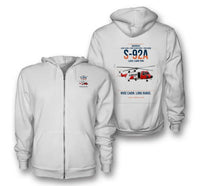 Thumbnail for Sikorsky S-92A design on white premium zipped hoodie, double-side print