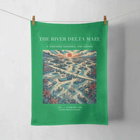 Thumbnail for VINTAGE G4274 - The River Delta Maze - Designed Towels design on green
