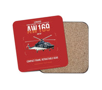 Thumbnail for Leonardo AW169 design on red 1 piece coaster