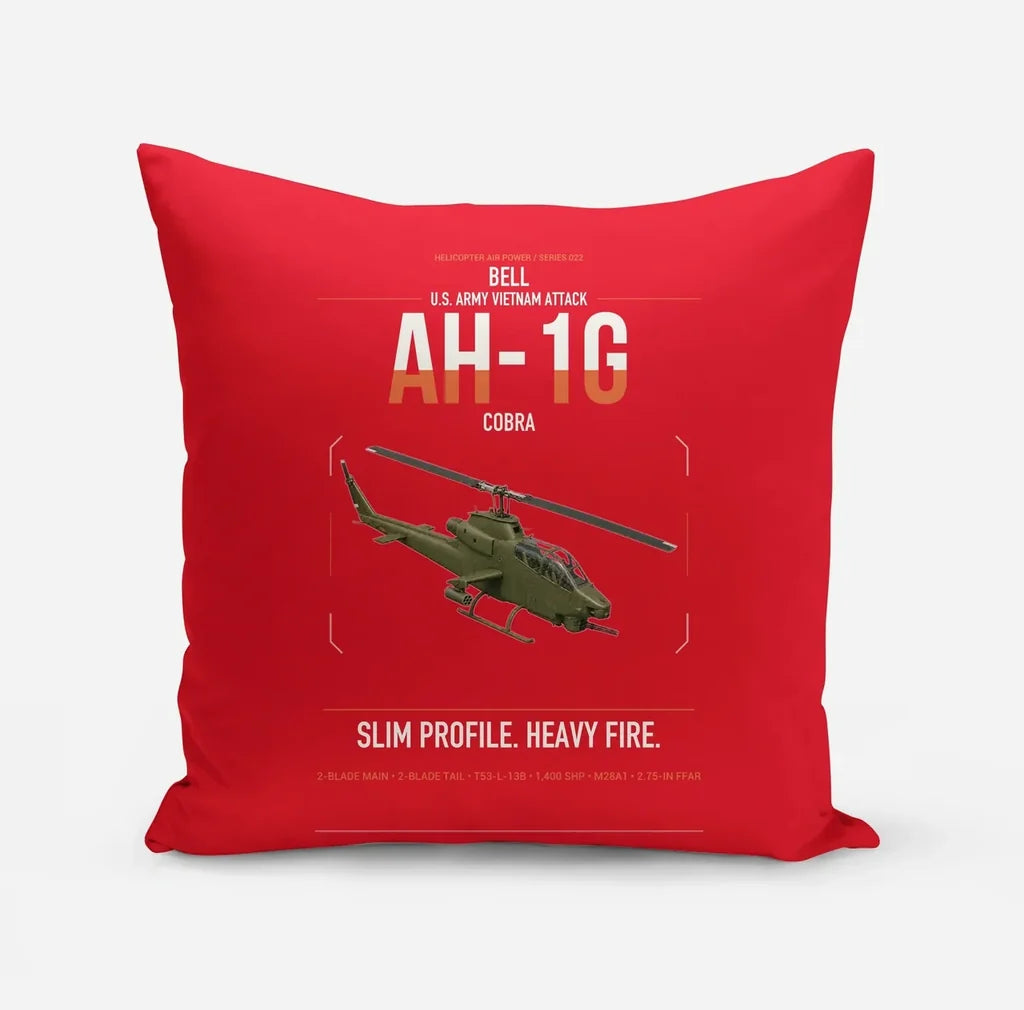 Bell AH-1G Cobra design on red pillow