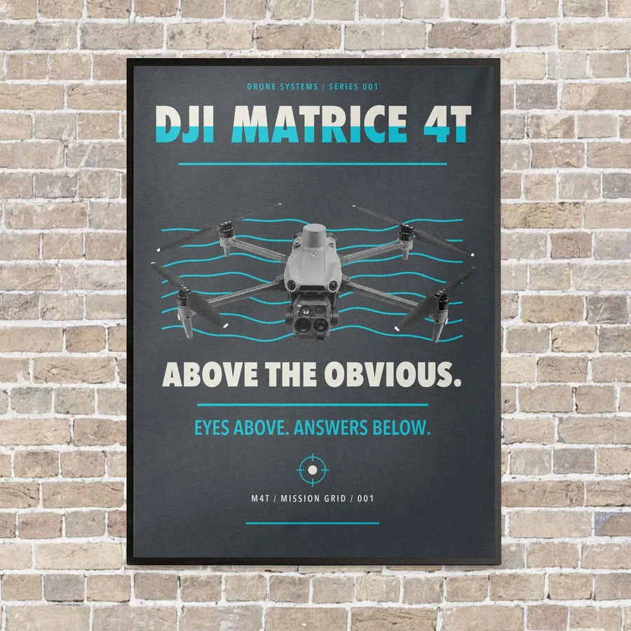 DJI Matrice 4T vertical canvas print - framed - gray background