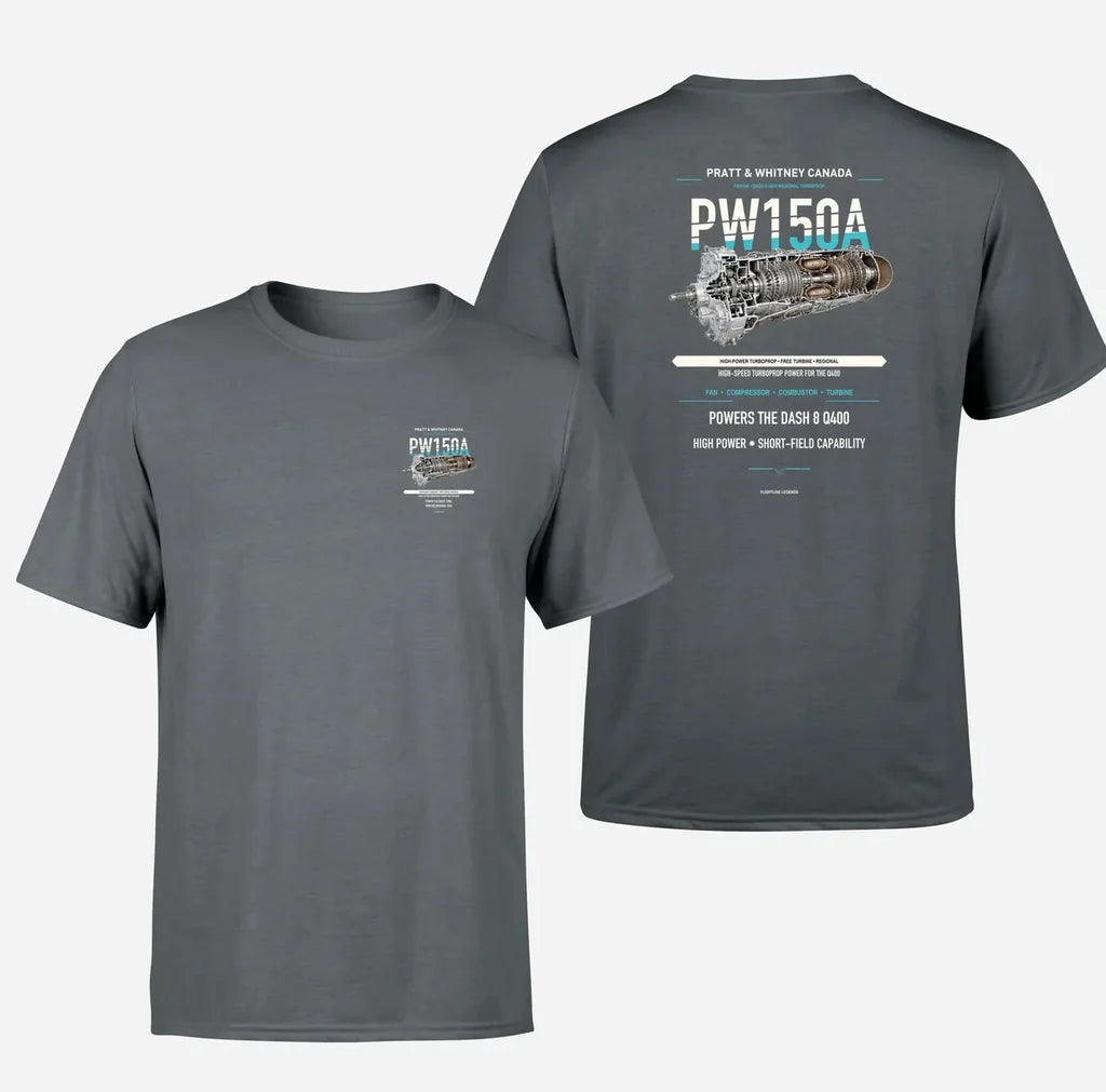 PW150A design on gray t shirt