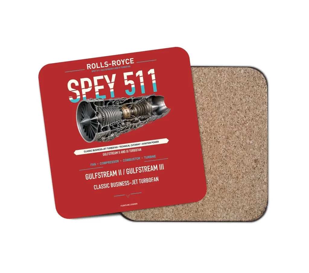 SPEY 511 design on red 1 piece coaster