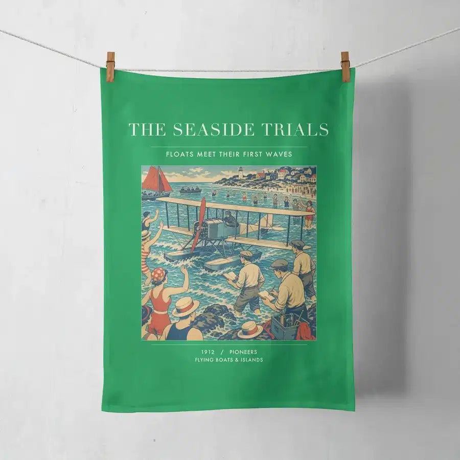 VINTAGE G4328 - The Seaside Trials - Designed Towels design on green