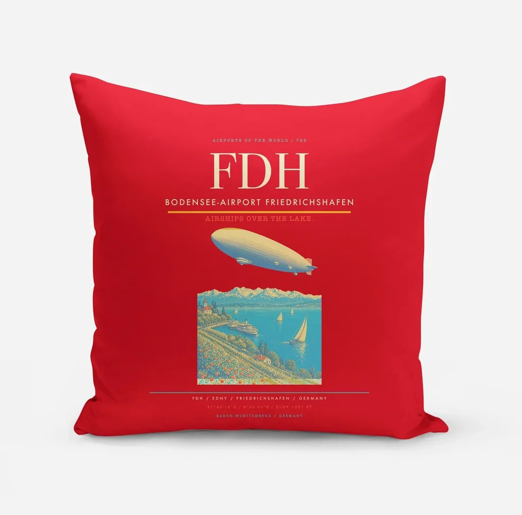 Bodensee-Airport Friedrichshafen (FDH) design on red pillow