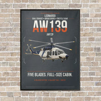 Thumbnail for Leonardo AW139 vertical canvas print - framed - gray background