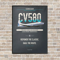 Thumbnail for Convair 580 vertical canvas print - framed - gray background