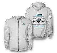 Thumbnail for ACSL SOTEN design on white zipped hoodie