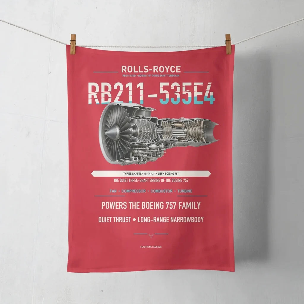 RB211-535E4 design on red towel