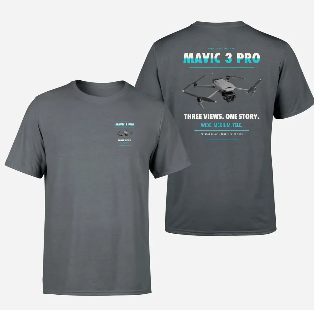 DJI Mavic 3 Pro design on gray t shirt