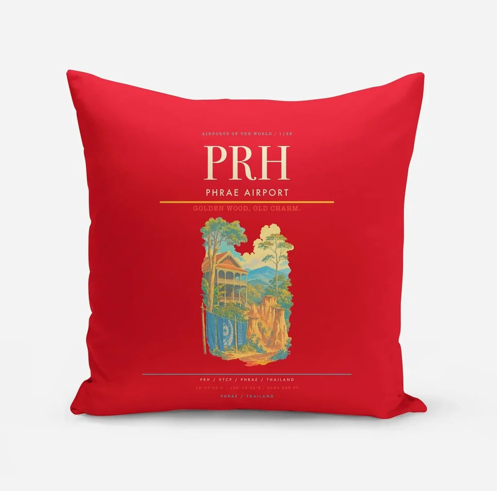 Phrae Airport (PRH) design on red pillow