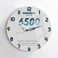 Thumbnail for Bombardier Global 6500 design on light gray no frame wall clock