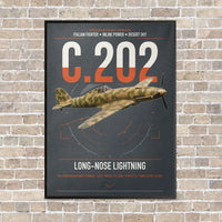 Thumbnail for Macchi C.202 Folgore vertical canvas print - framed - gray background