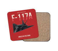 Thumbnail for F-117A Nighthawk design on red 1 piece coaster