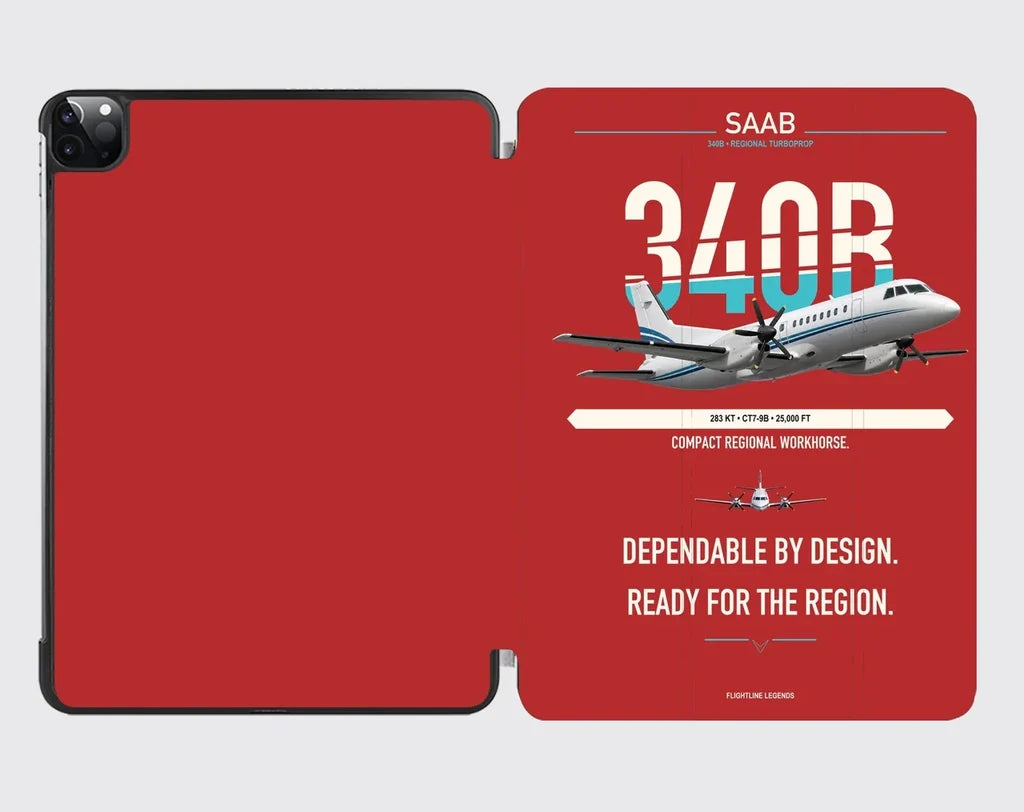 Saab 340B design on red ipad tablet case